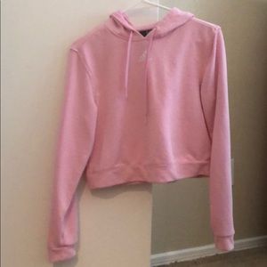 Adidas pink hooded crop sweatshirt